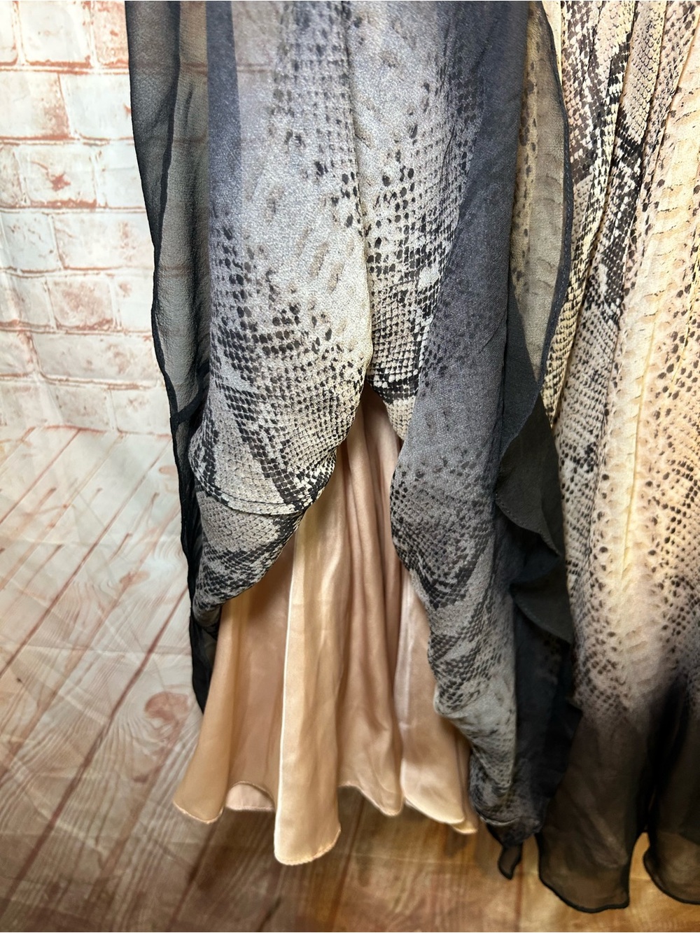 Tracy Reese One-Shoulder Python Print Silk Chiffon Cocktail Dress Homecoming - Picture 10 of 13